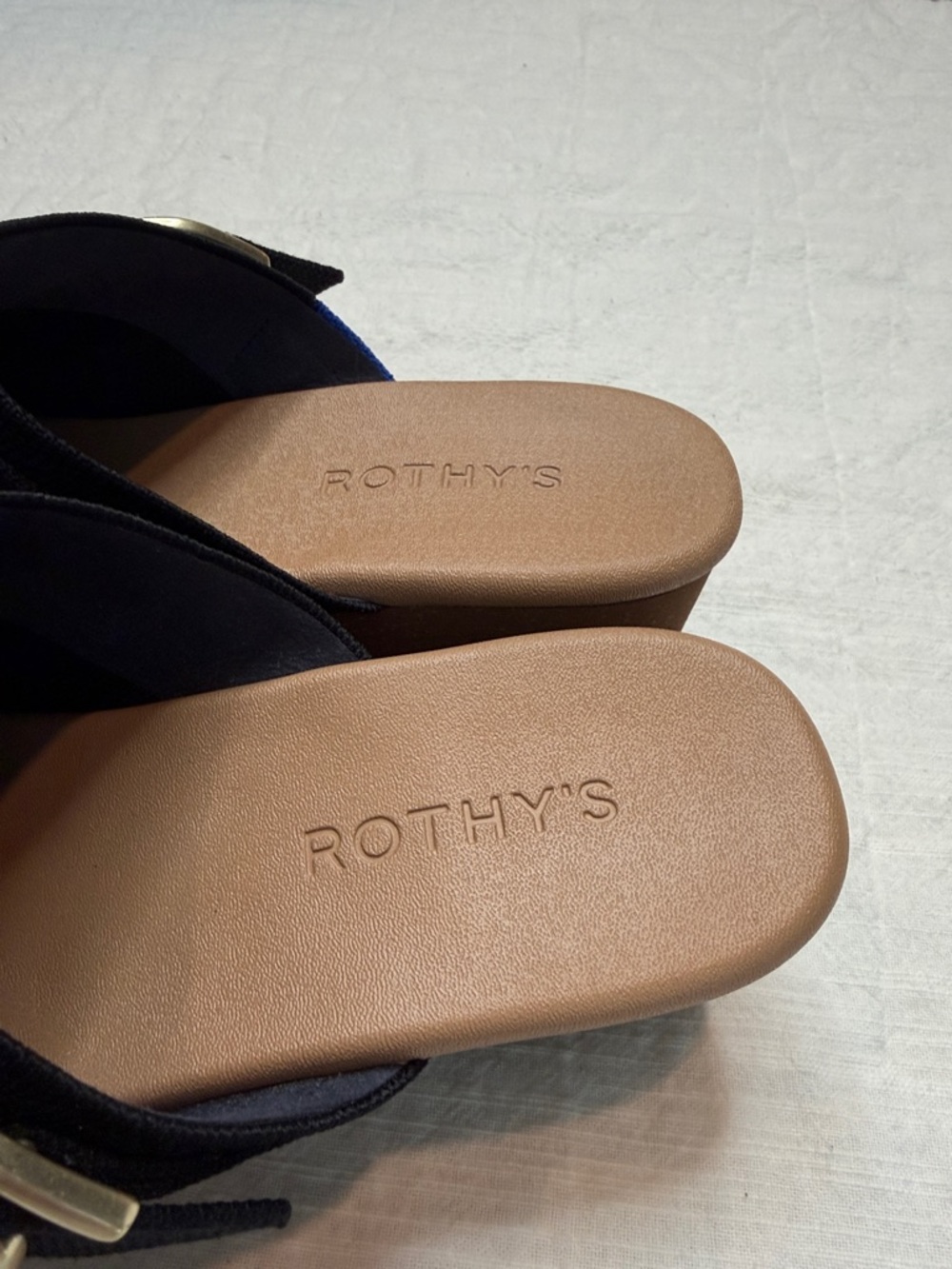 Rothy's Black Knit Mule Clogs with Gold Buckle - Picture 5 of 7